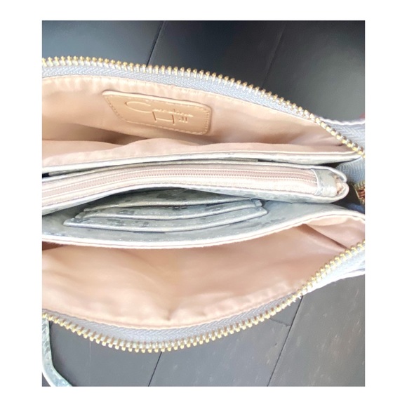 Suede Double Zip Crossbody, Yellow Gold Hardware - Picture 7 of 9